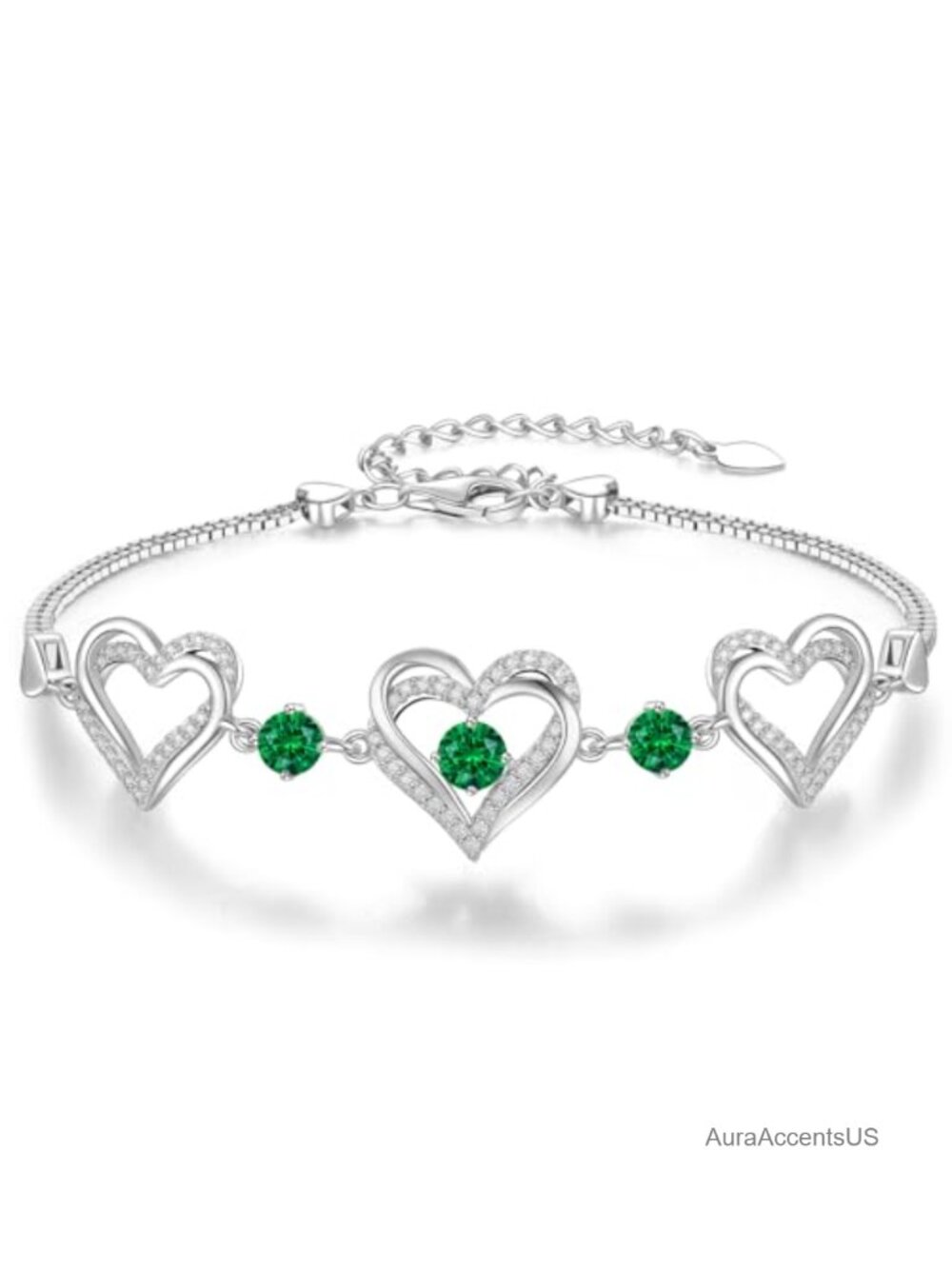 Hypoallergenic Charm Link Bracelet with Cubic Zirconia Birthstone for Women